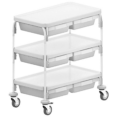 Внутрибольничная 3-х ярусная тележка с выдвижными ящиками ТБ-01-КРОНТ-3/6 : фотографии