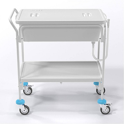 Ёмкость-контейнер для дезинфекции КРОНТ КДС-35 с нижним сливом, с тележкой ТБ-01-КРОНТ: фотографии